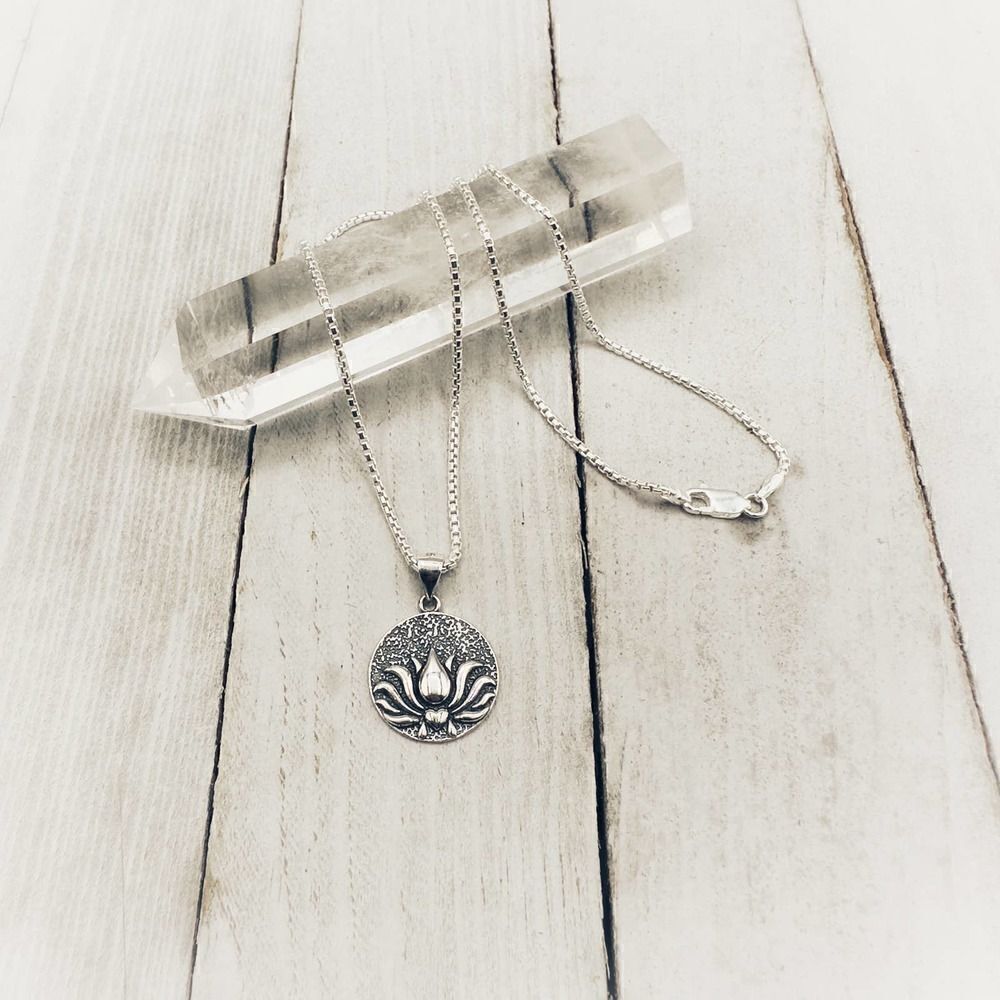 Sterling Silver Lotus Necklace Flower Necklace Boho